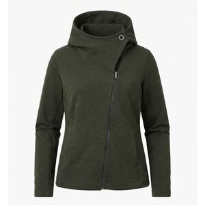 Lucy Activewear Women Large Green Asymmetrical Full Zip Hoodie Sweatshirt Jacket